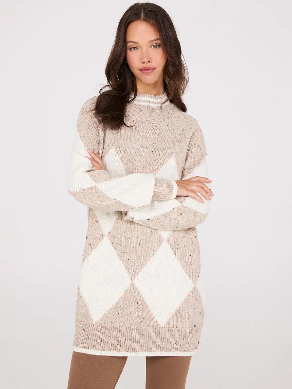 Best Seller Argyle Mock Neck Sweater
