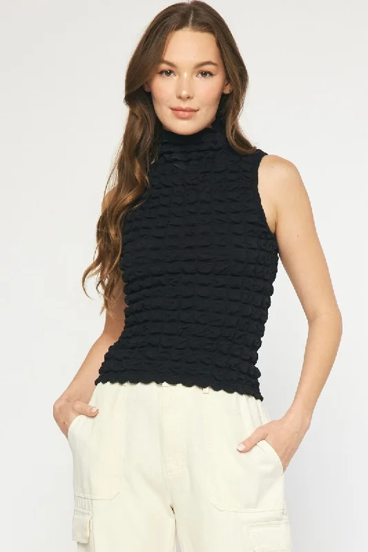Weekend Deals That Dazzle Textured sleeveless turtleneck top