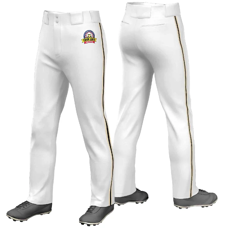 Custom White Khaki Black-Khaki Classic Fit Stretch Practice Loose-fit Baseball Pants