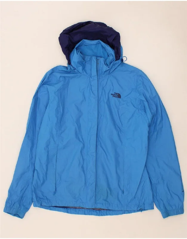 Exclusive Deal THE NORTH FACE Womens Hooded Rain Jacket UK 16 Large Blue Colourblock