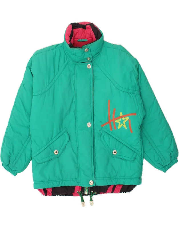 Weekend Specials to Enjoy BELFE Womens Graphic Windbreaker Jacket UK 12 Medium Green Nylon