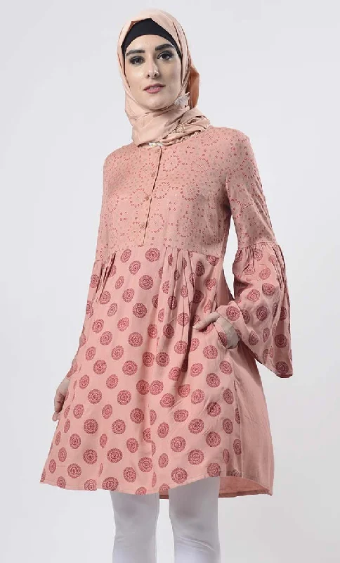 Extra Savings Beautiful Block Printed Front Open Button Tunic