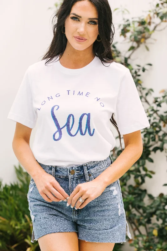 Major Savings Long Time No Sea White Graphic Tee