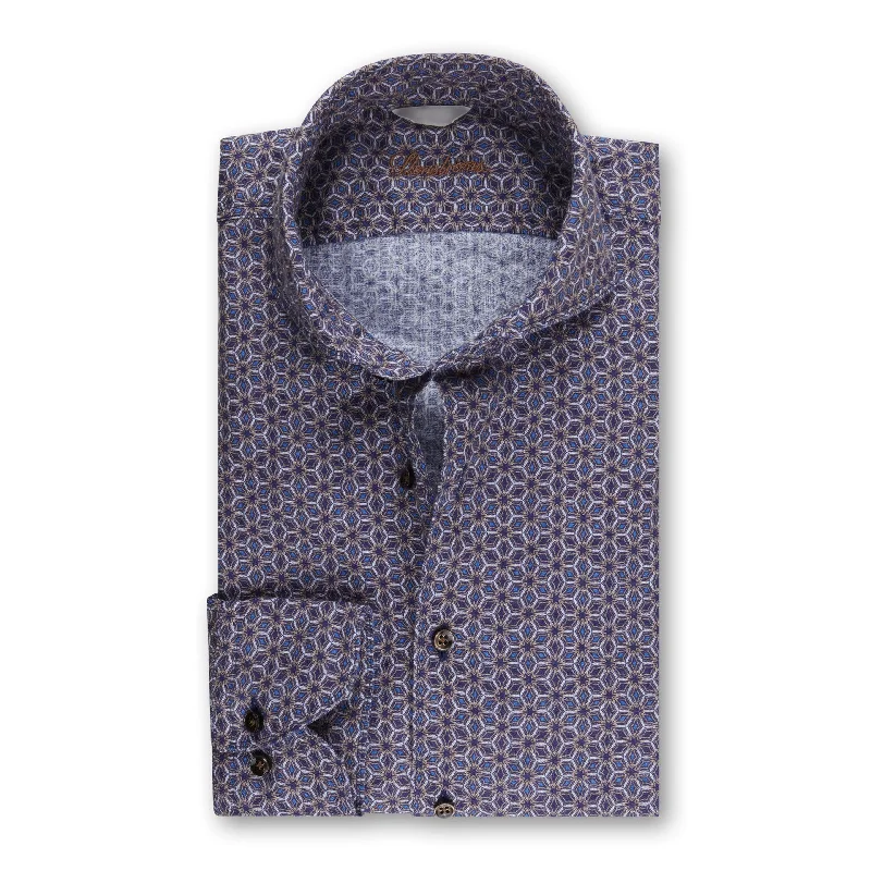 Blue Medallion Slimline Linen Shirt - Stenströms