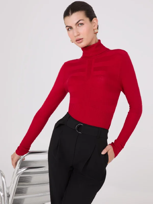 Weekend Offers You Can't Ignore Contrasting Stitch Turtleneck Ribbed Sweater
