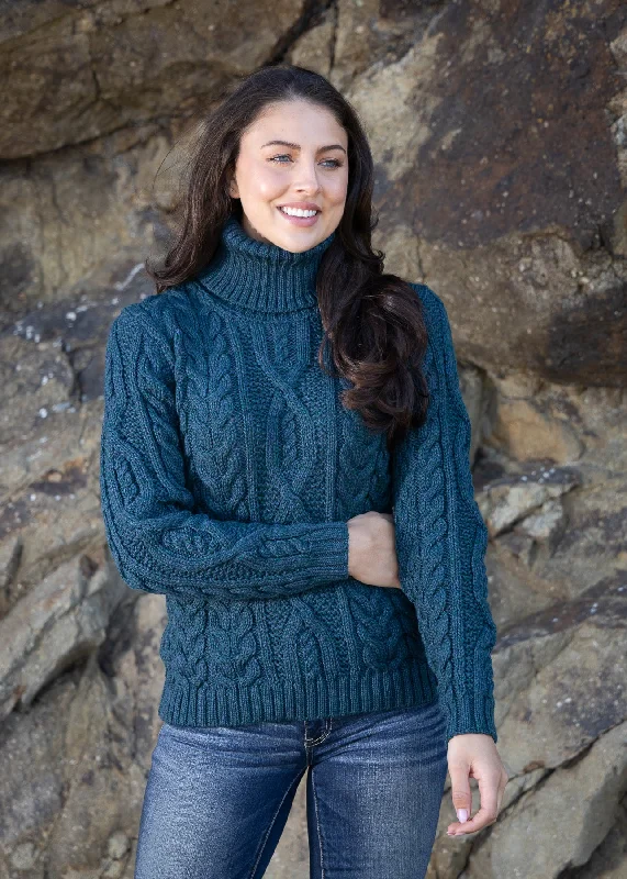 New Arrival Polo Neck Aran Sweater | Atlantic