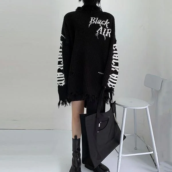 Buy Now Letter Full Sleeve Small Fresh 2021 Pullover Pleated Turtleneck Loose Sweater