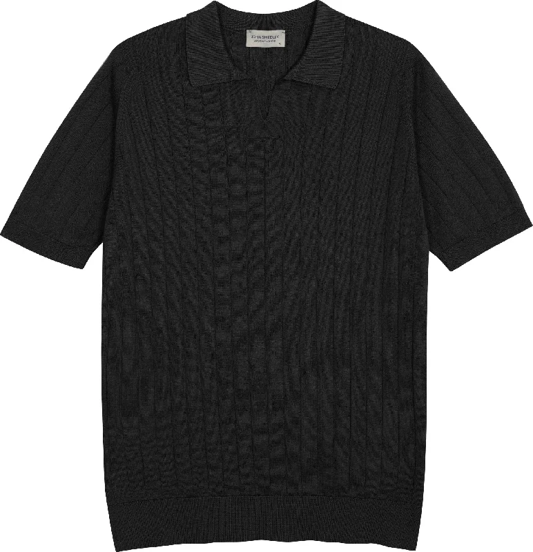 JOHN SMEDLEY Skipper Short Sleeve Cotton Polo Shirt BLACK