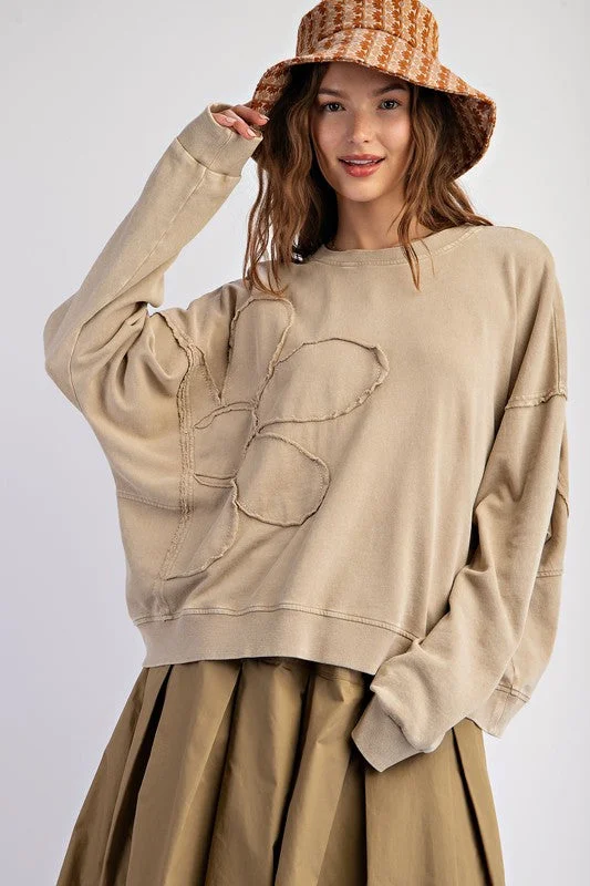 Unmissable Offer FLORA FLOWER PATCH WASHED TERRY KNIT PULLOVER