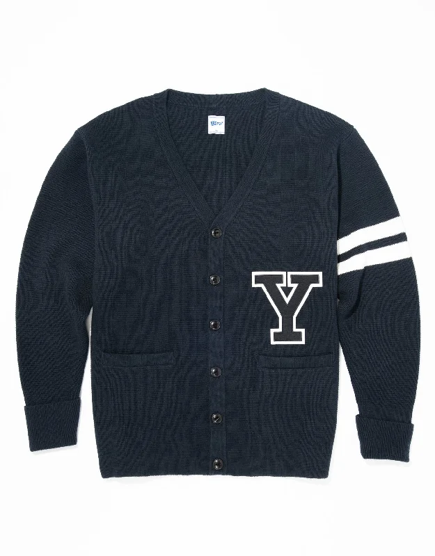 YALE VARSITY COTTON CARDIGAN - NAVY