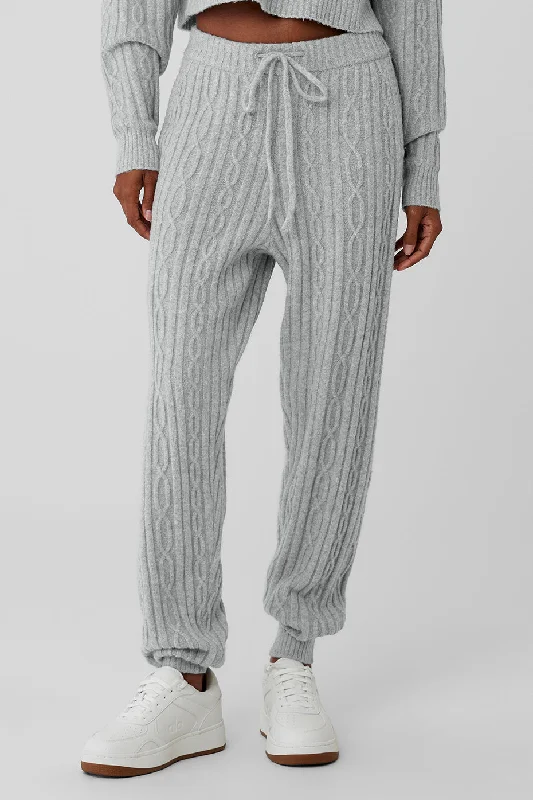 Hurry Up Cable Knit Winter Bliss Pant - Athletic Heather Grey