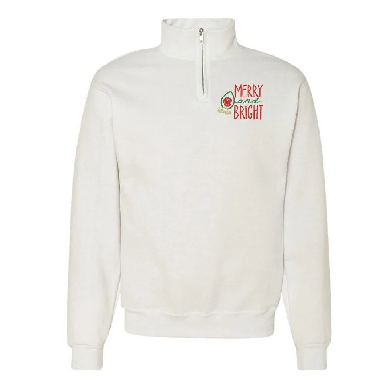 Weekend Deals That Dazzle Monogrammed Merry & Bright Quarter Zip Sweatshirt