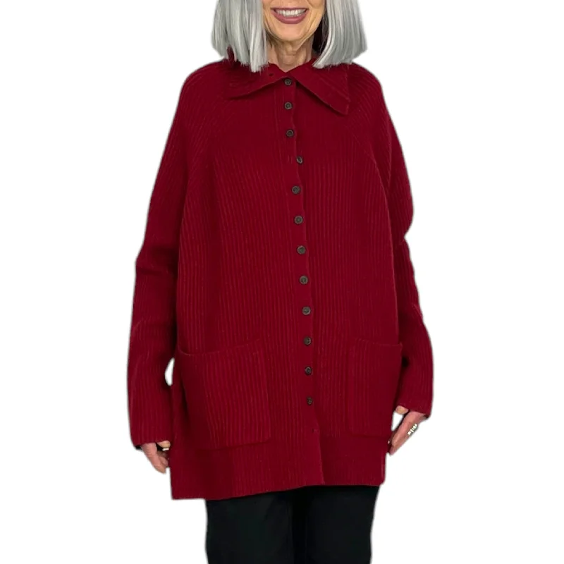 Weekend Bargains Await You RIBBED KNIT HI-NECK CARDIGAN