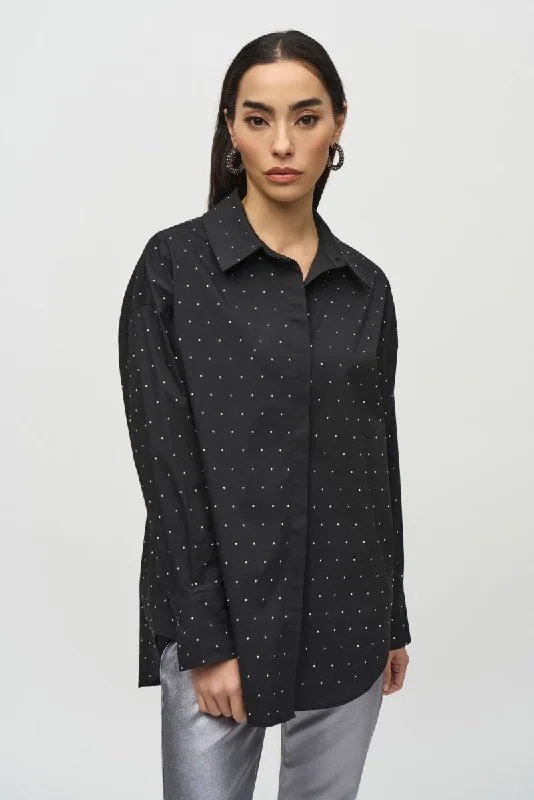 New Deals Joseph Ribkoff Embellished Stretch Button-Down Blouse 244950