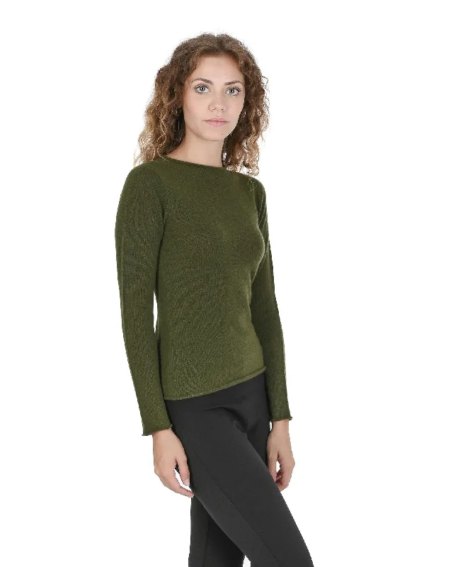 Mega Sale Crown of Edinburgh Cashmere Women's Boat Neck Cashmere Sweater - COE 007 in Verde Oliva - XS Mega Sale Crown of Edinburgh Cashmere Women's Boat Neck Cashmere Sweater - COE 007 in Verde Oliva - XS