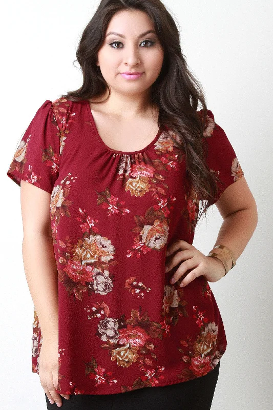 Bonus Offer Floral Print Boxy Chiffon Top