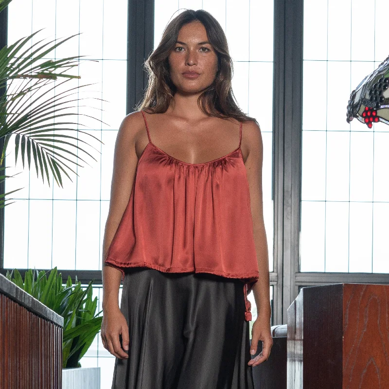 Weekend Offers That Excite RINKI FLOW STRING CAMISOLE - Viscose Satin | Dusty Rose