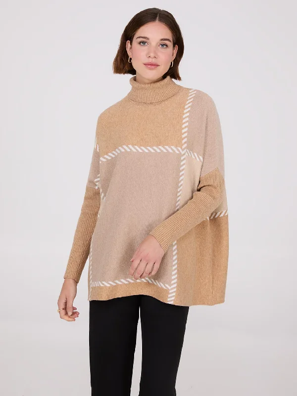 Take Action Plaid Turtleneck Poncho