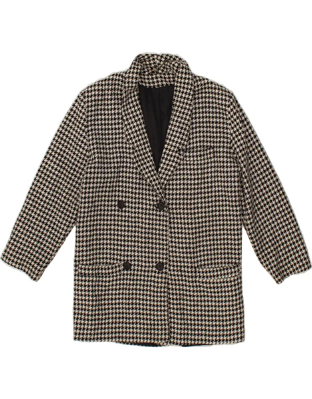 New Arrival VINTAGE Womens Blazer Jacket UK 14 Medium Black Houndstooth