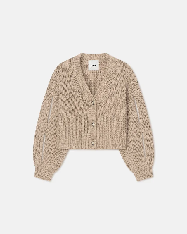 Reduced Prices Karolin - Cropped Cashmere-Blend Cardigan - Oatmeal