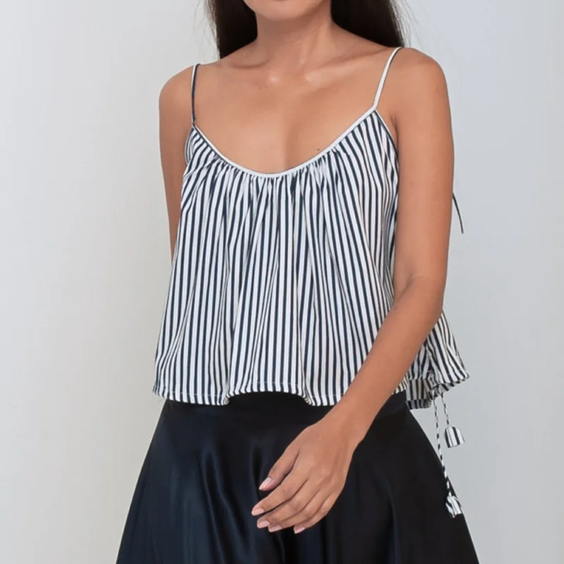 Weekend Specials to Delight RINKI FLOW STRING CAMISOLE - Cotton Voile | Stripe Midnight Blue & Off White