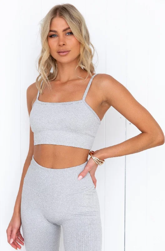 Closeout Light Grey Melange Ribbed Seamless Strap Bra