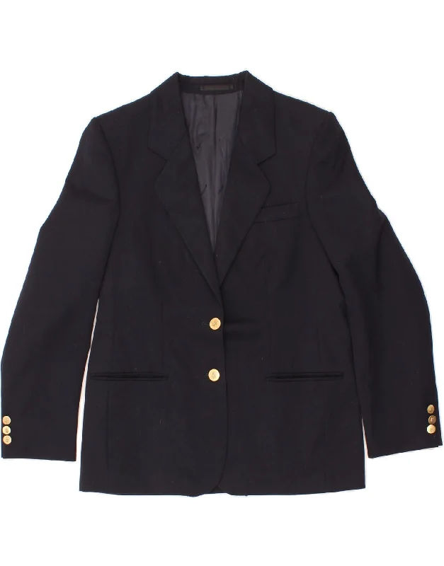 Weekend Deals That Excite AQUASCUTUM Womens 2 Button Blazer Jacket UK 12 Medium Navy Blue Viscose