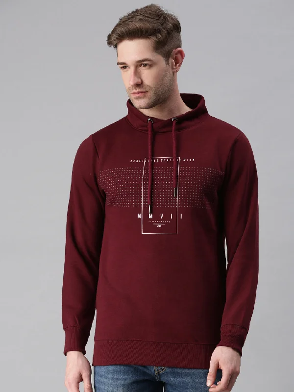 Men Graphic Maroon Sweatshirt