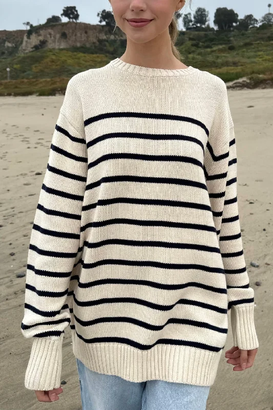 Weekend Deals That Dazzle Brianna Cotton Thin Stripe Sweater