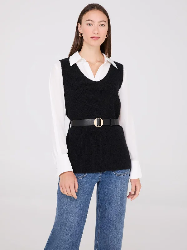 Instant Savings Sleeveless Belted Sweater Vest