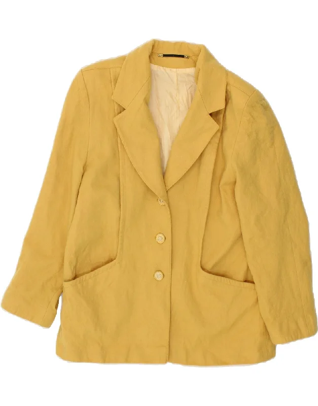 Weekend Bargains Just for You DORENE Womens 3 Button Blazer Jacket UK 18 XL Yellow New Wool