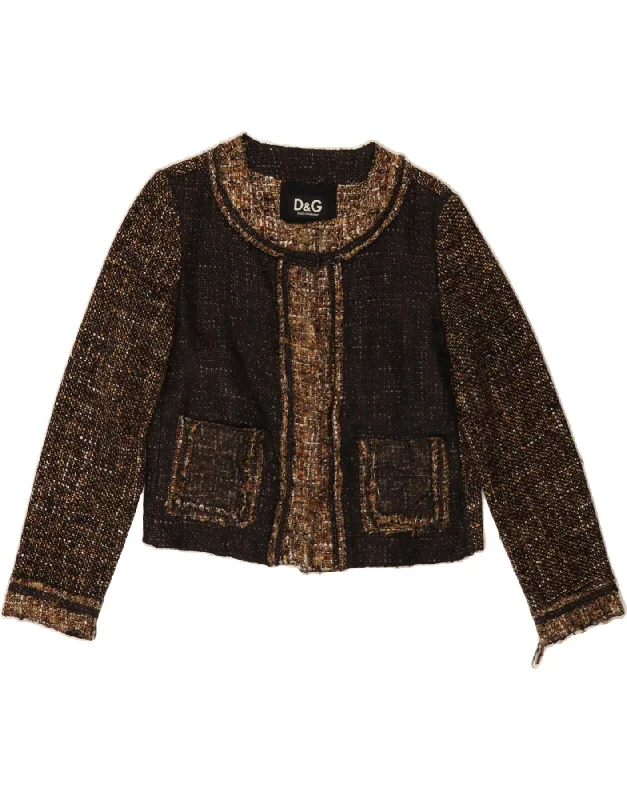 The Best Deal DOLCE & GABBANA Womens 4 Button Blazer Jacket IT 42 Medium Brown Flecked