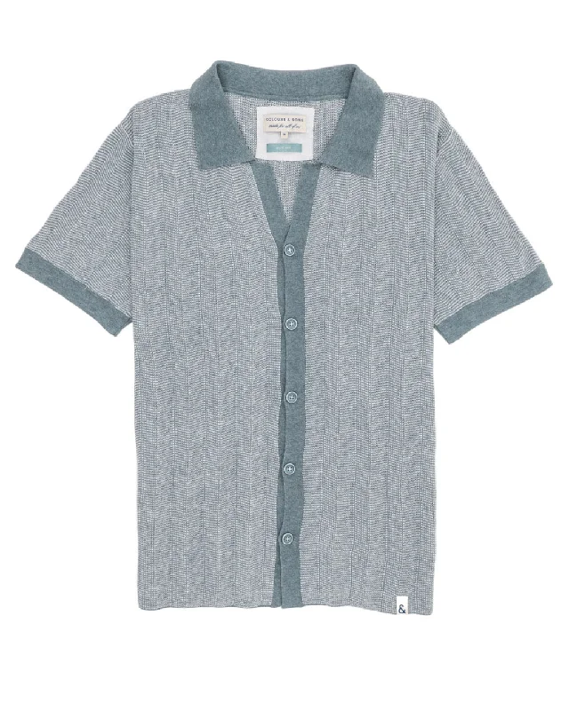 Colours & Sons SS Knitted Shirt Mist White