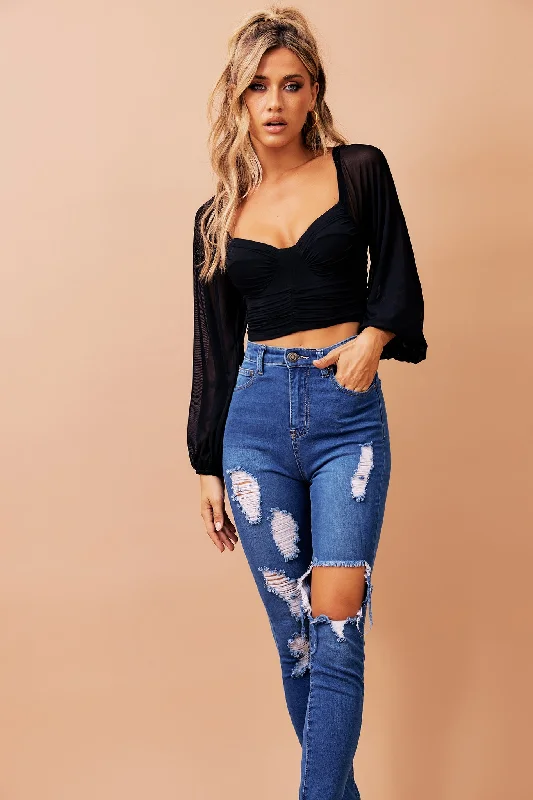 Special Promotion Charmed Crop Top - Black