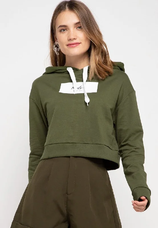 Weekend Savings Bonanza LMP013 pbch crop hoodie thrdysign rectagle green army