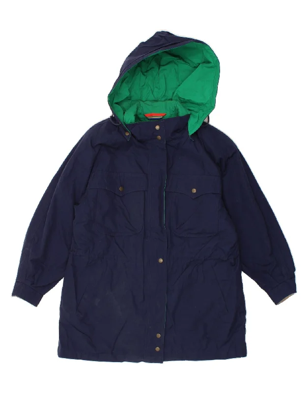 Online Specials LONDON FOG Womens Oversized Hooded Windbreaker Coat US 12 Large Navy Blue