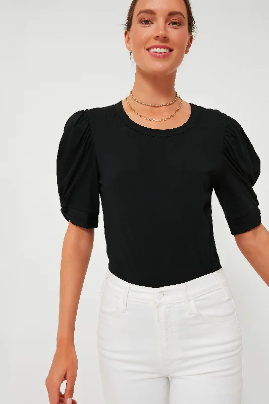 Price Blitz Black Vesty Puff Short Sleeve Crewneck