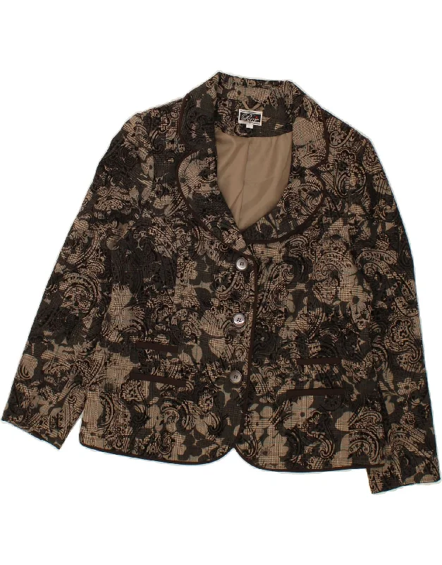 Weekend Specials to Love VINTAGE Womens 3 Button Blazer Jacket UK 14 Large Black Paisley Polyester
