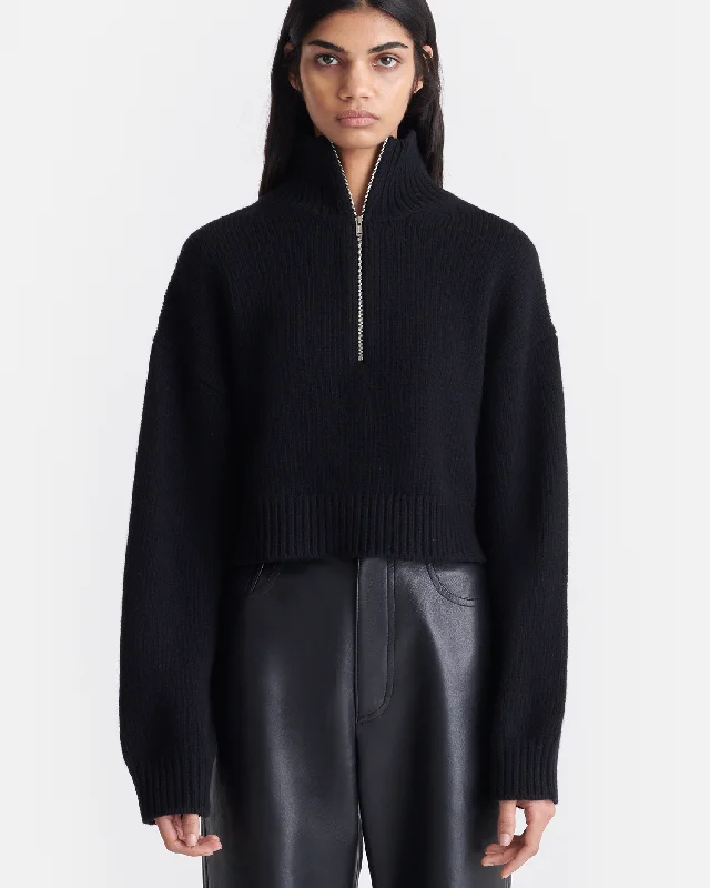 Weekend Offers That Delight Sonore - Cropped Quarter Zip Sweater - Black