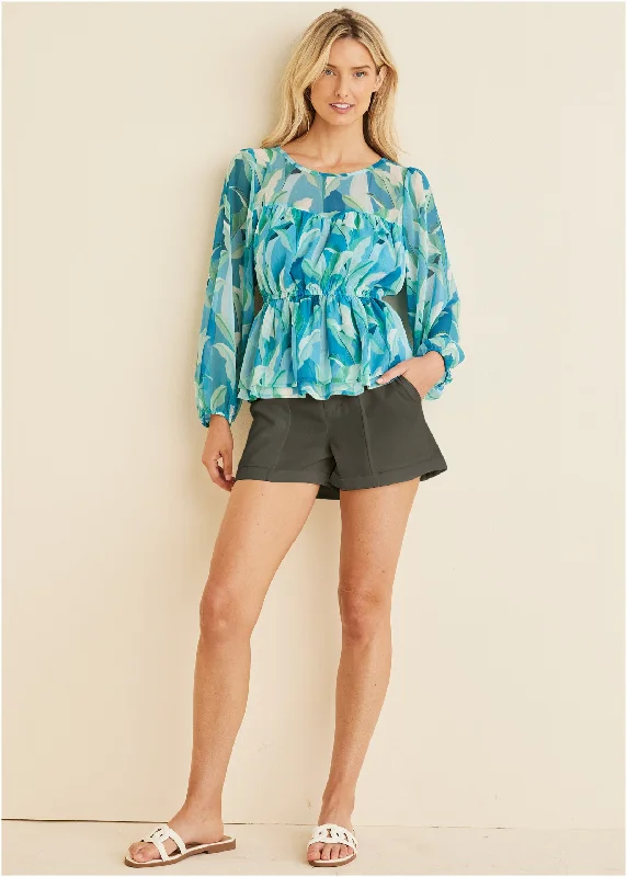 Flash Sale Relaxed Twill Shorts - Olive