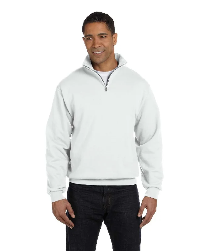 Jerzees NuBlend 50/50 Quarter-Zip Cadet Collar Sweatshirt | White