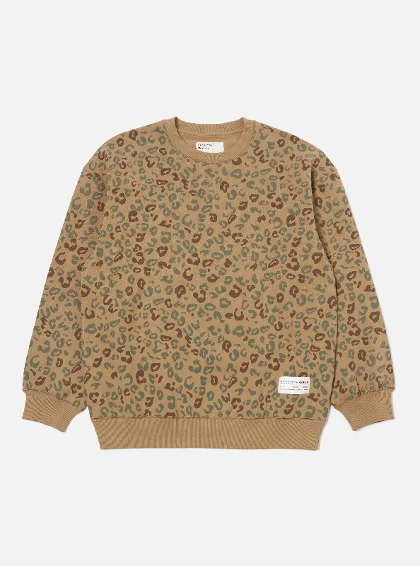 Universal Works Loose Sweatshirt in Sand Leopard Brush Back