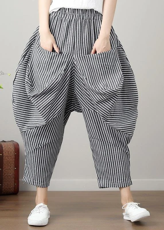 Weekend Discounts to Enjoy French Striped Harem Oversize Pants Trousers Summer