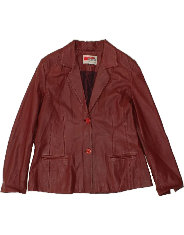 Value Deals VINTAGE Womens Leather Jacket IT 46 Large Burgundy Leather