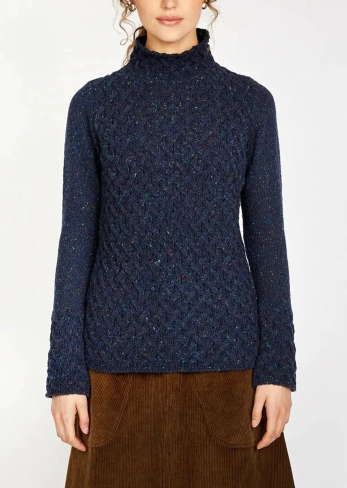 Discount Mania Trellis Aran Sweater | Rich Navy