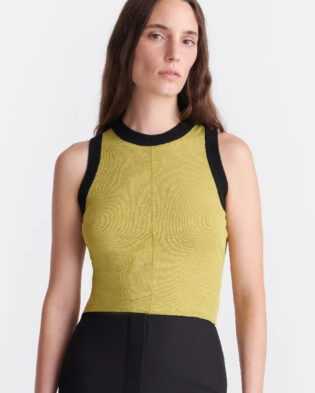 Take Advantage Denalie - Mesh Jersey Top - Pistachio/Black