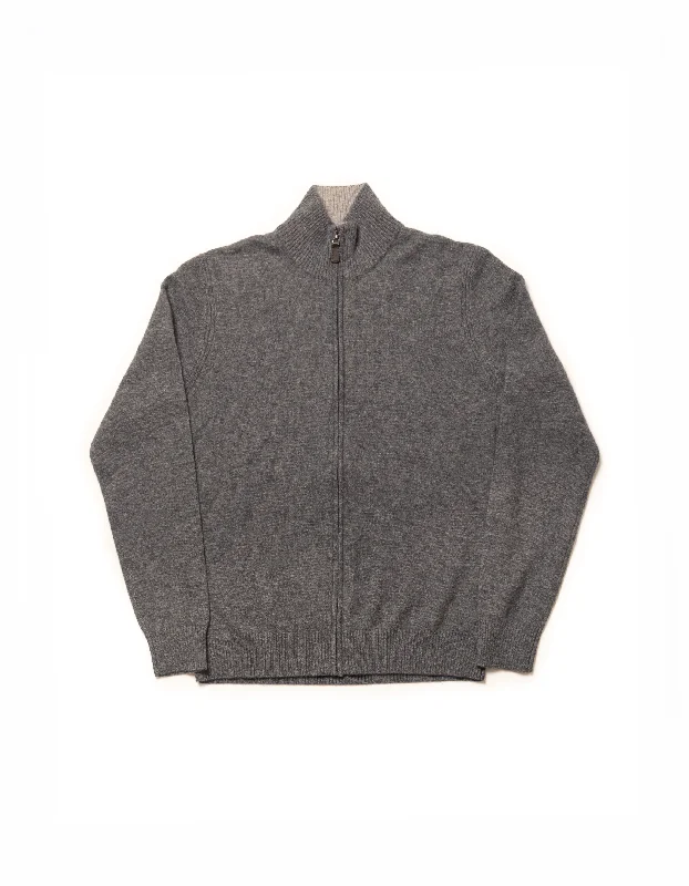 CASHMERE ZIP UP SWEATER - GREY