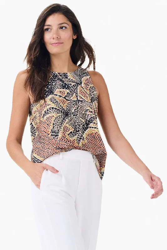 Stock Up NIC+ZOE Neutral/Multi Dotty Palms Boat Neck Sleeveless Tank Top M241661