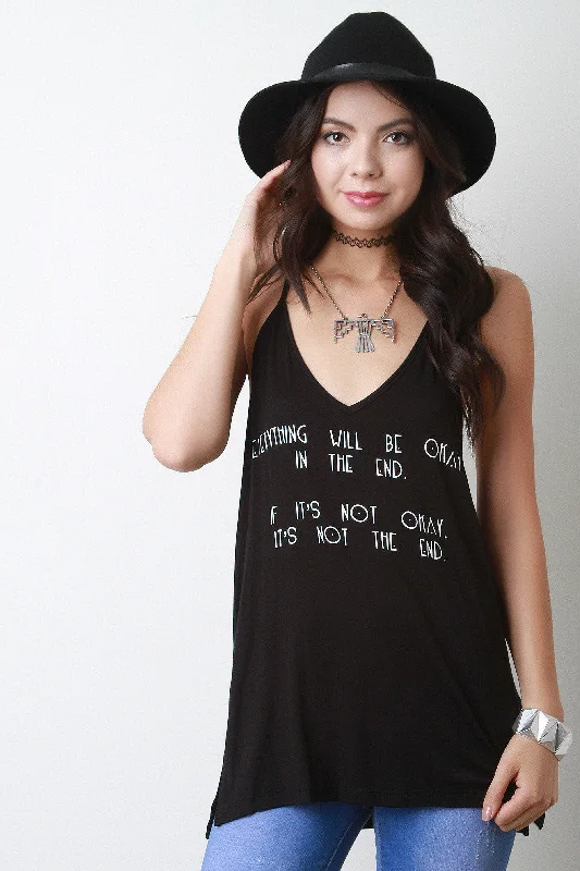 Weekend Bargains to Sizzle Everything Will Be Ok Sleeveless V Neck Top