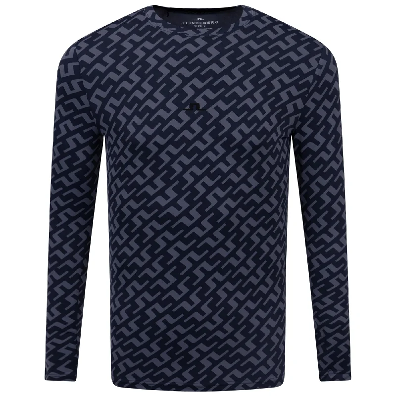 Thor LS Printed Polo Bias Bridge Navy - AW24